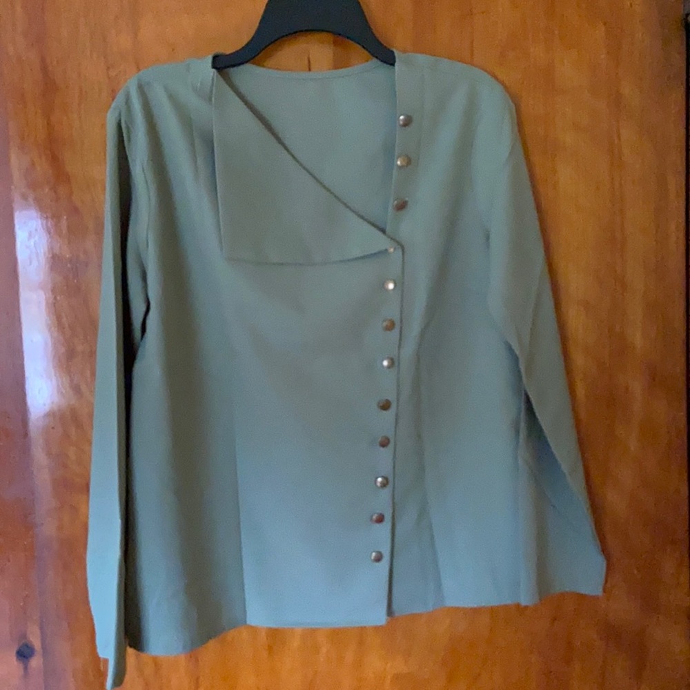 Sage green rayon like blouse